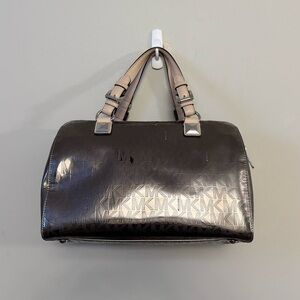 Michael Michael kors Grayson mirror metallic Satchel nickel large purse bag